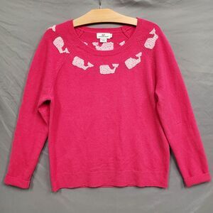 Vineyard Vines Sweater Womens Large Pink Lambswool Whale Knit Crewneck